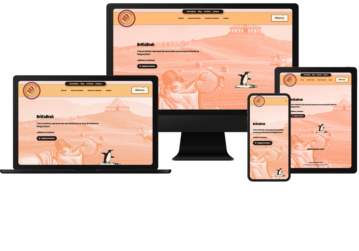 Aperçu du site BriKaBrak sur iMac, MacBook, iPad et iPhone